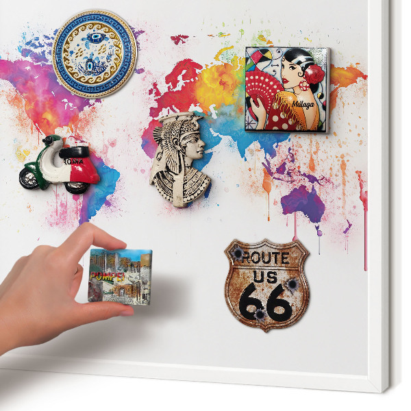 Decorative magnet board with a white frame Color map
