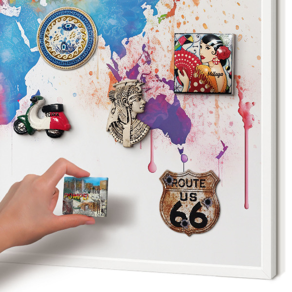 Decorative magnet board with a white frame Color map