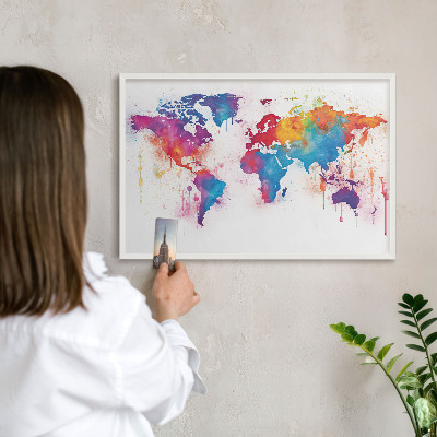 Decorative magnet board with a white frame Color map