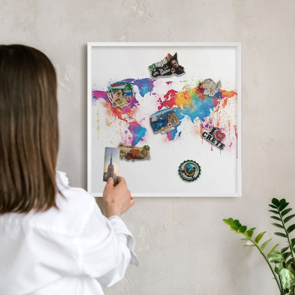 Decorative magnet board with a white frame Color map