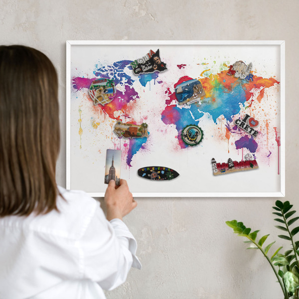 Decorative magnet board with a white frame Color map