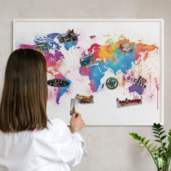 Decorative magnet board with a white frame Color map