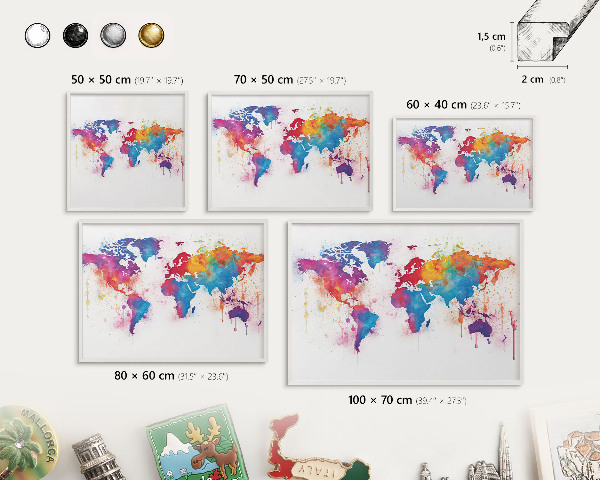 Decorative magnet board with a white frame Color map