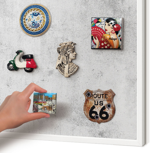 Decorative magnet board with a white frame Raw concrete