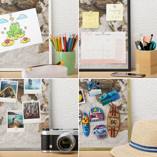 Magnetic board for travel magnets in a white frame Relief map