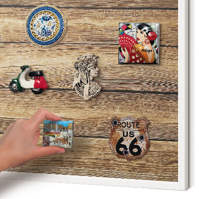 Decorative magnet board with a white frame Wooden texture