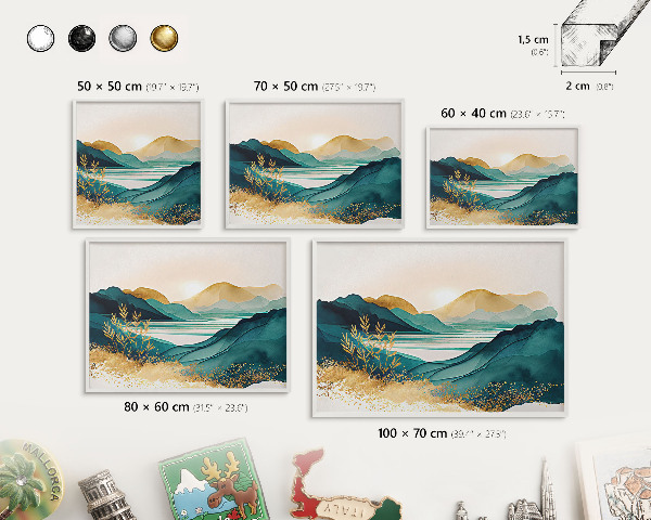 Magnetic board for travel magnets in a white frame A peaceful view