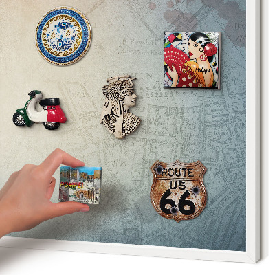 Decorative magnet board with a white frame Old map