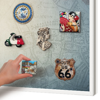 Decorative magnet board with a white frame Old map