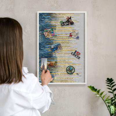 Decorative magnet board with a white frame Abstract forest