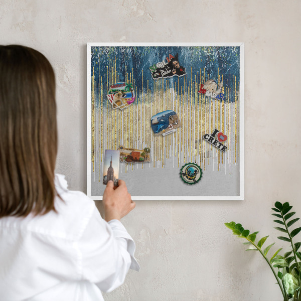 Decorative magnet board with a white frame Abstract forest