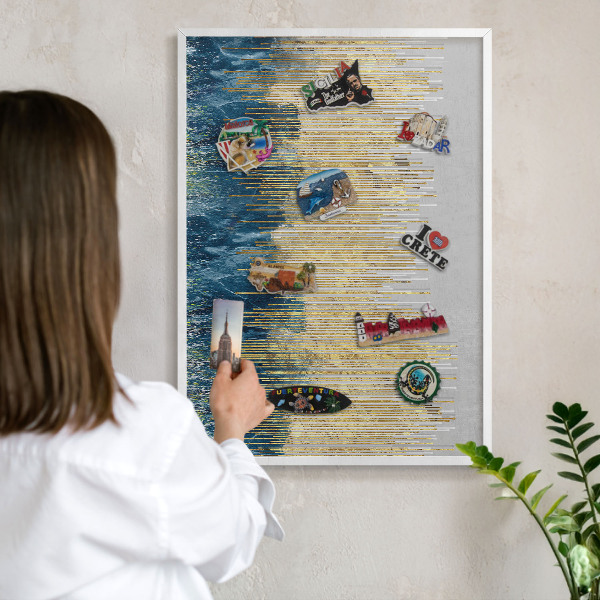 Decorative magnet board with a white frame Abstract forest