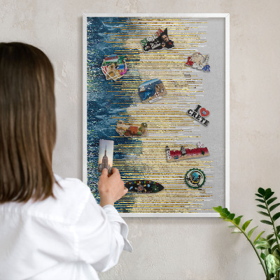 Decorative magnet board with a white frame Abstract forest