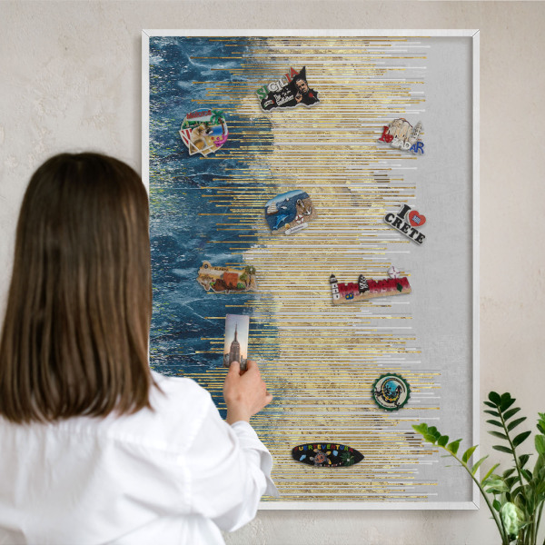 Decorative magnet board with a white frame Abstract forest
