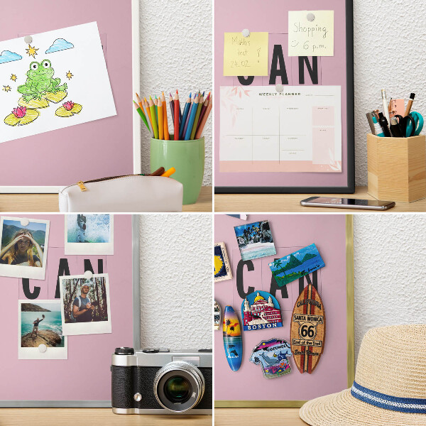 Magnetic board for travel magnets in a white frame Motivation every day