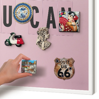 Magnetic board for travel magnets in a white frame Motivation every day