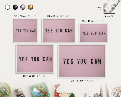 Magnetic board for travel magnets in a white frame Motivation every day