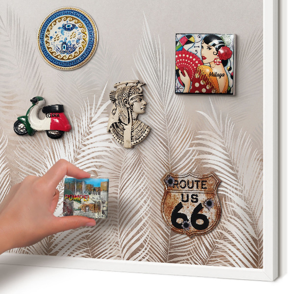 Decorative magnet board with a white frame Leaves nature