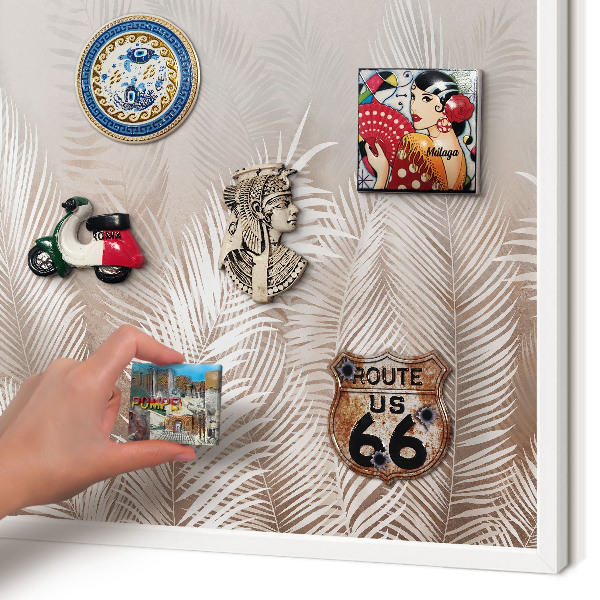 Decorative magnet board with a white frame Leaves nature