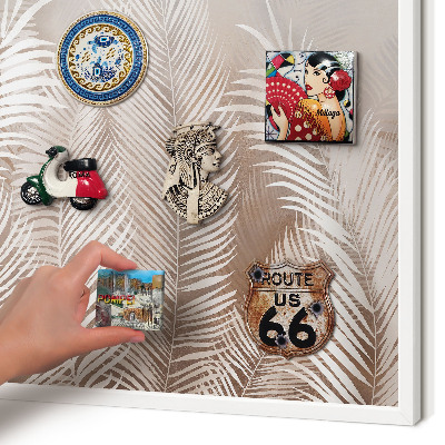 Decorative magnet board with a white frame Leaves nature