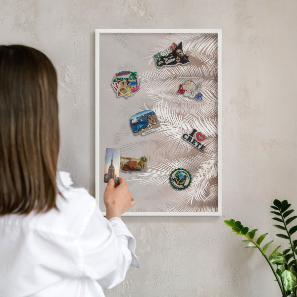 Decorative magnet board with a white frame Leaves nature