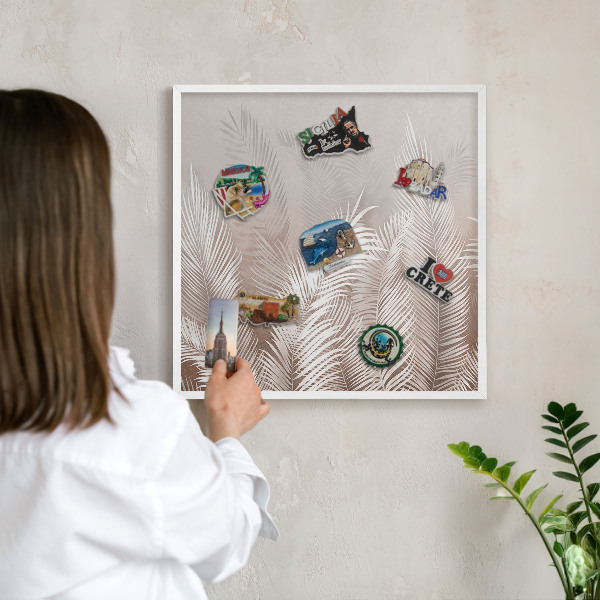 Decorative magnet board with a white frame Leaves nature