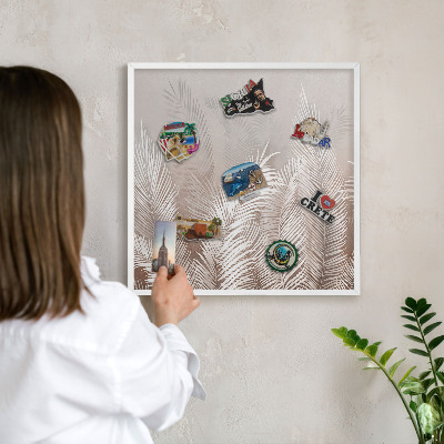 Decorative magnet board with a white frame Leaves nature