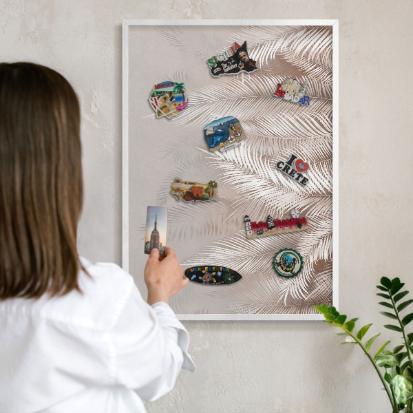 Decorative magnet board with a white frame Leaves nature