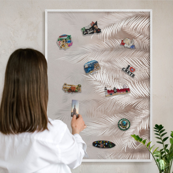 Decorative magnet board with a white frame Leaves nature