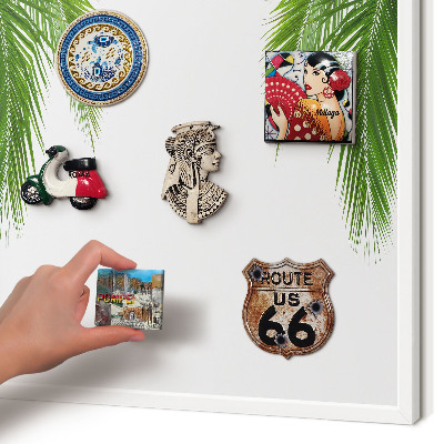 Magnetic board for travel magnets in a white frame Exotic nature