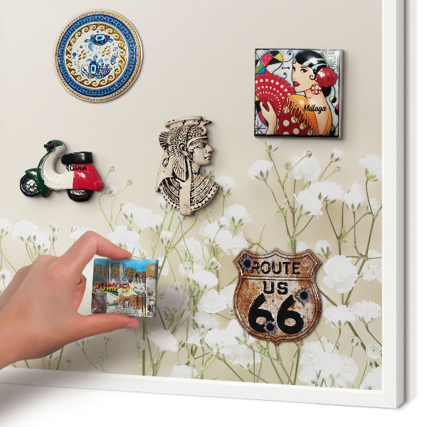 Decorative magnet board with a white frame Subtle nature