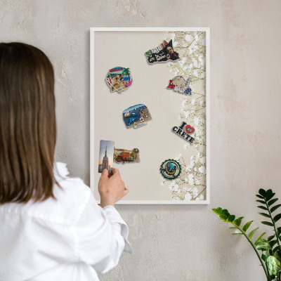 Decorative magnet board with a white frame Subtle nature