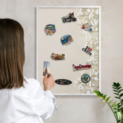 Decorative magnet board with a white frame Subtle nature