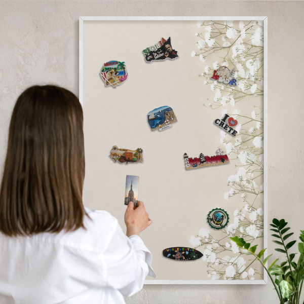 Decorative magnet board with a white frame Subtle nature