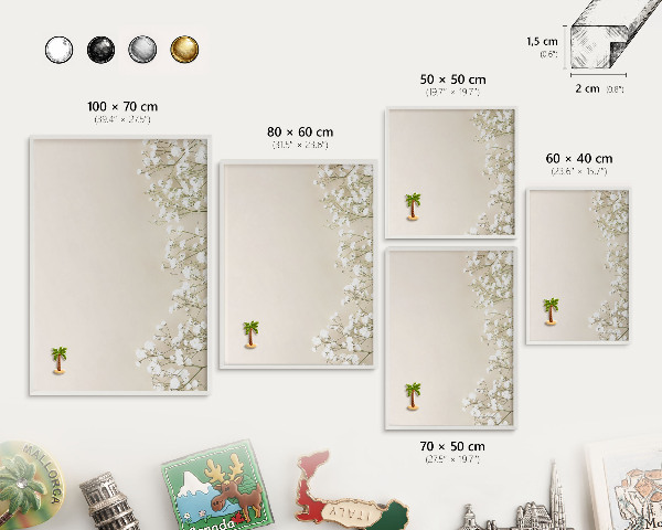 Decorative magnet board with a white frame Subtle nature