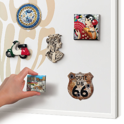 Magnetic board for travel magnets in a white frame Hello summer