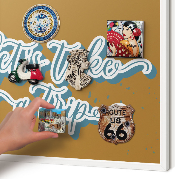 Decorative magnet board with a white frame Dream Trip