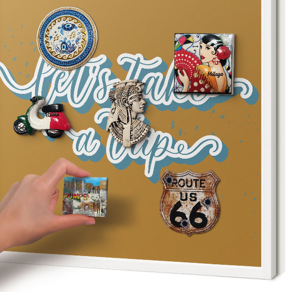 Decorative magnet board with a white frame Dream Trip