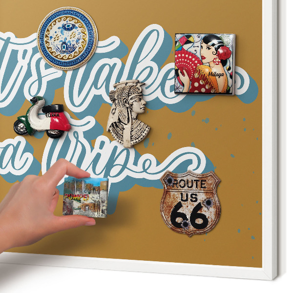 Decorative magnet board with a white frame Dream Trip