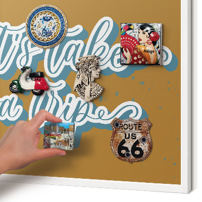 Decorative magnet board with a white frame Dream Trip