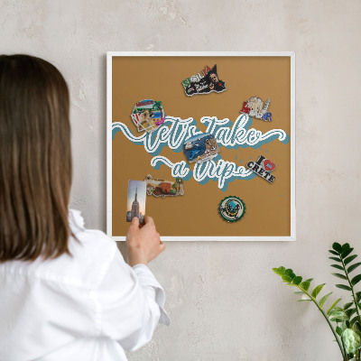 Decorative magnet board with a white frame Dream Trip