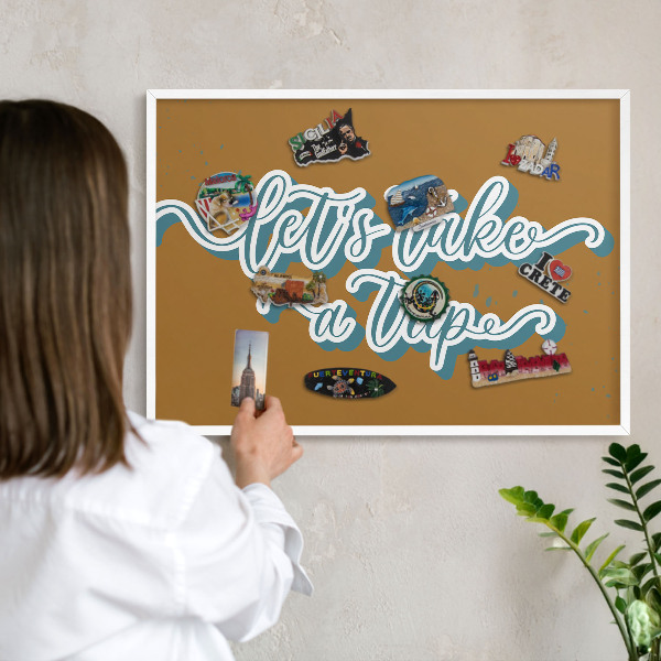 Decorative magnet board with a white frame Dream Trip