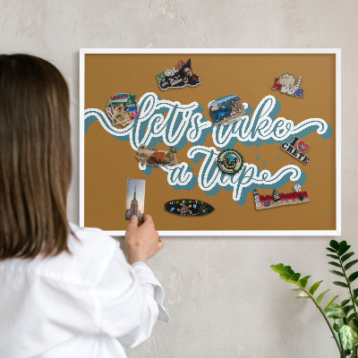 Decorative magnet board with a white frame Dream Trip