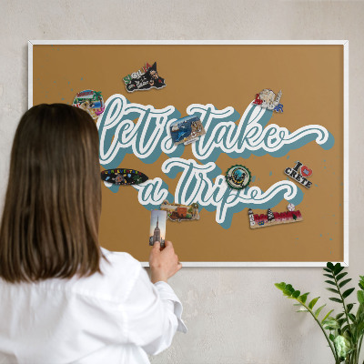 Decorative magnet board with a white frame Dream Trip