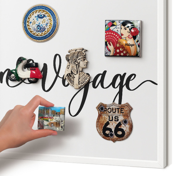 Decorative magnet board with a white frame Bon Voyage