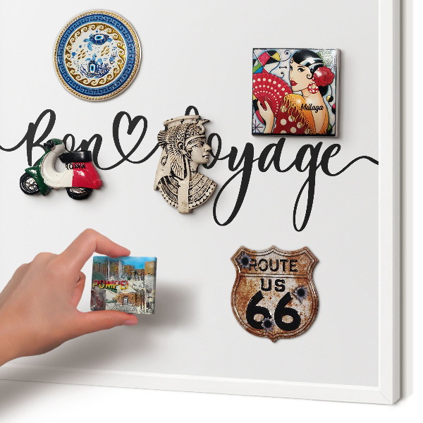 Decorative magnet board with a white frame Bon Voyage