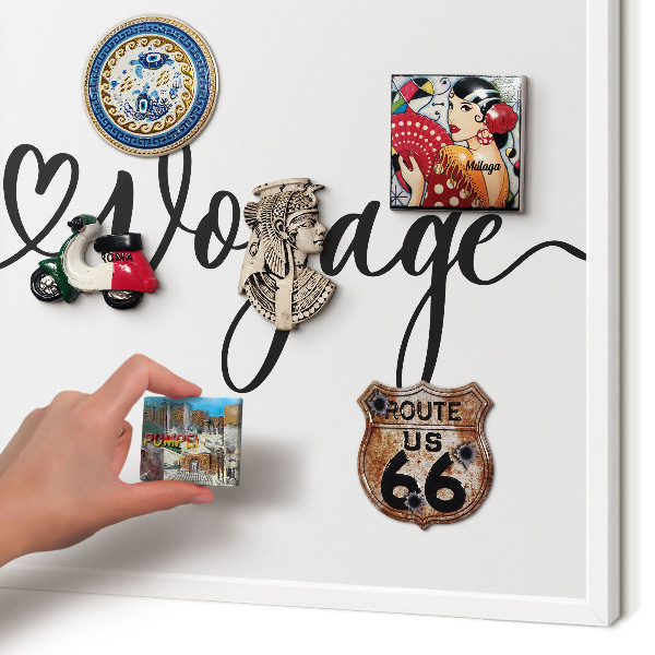Decorative magnet board with a white frame Bon Voyage