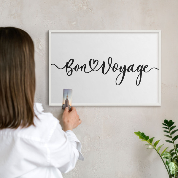Decorative magnet board with a white frame Bon Voyage