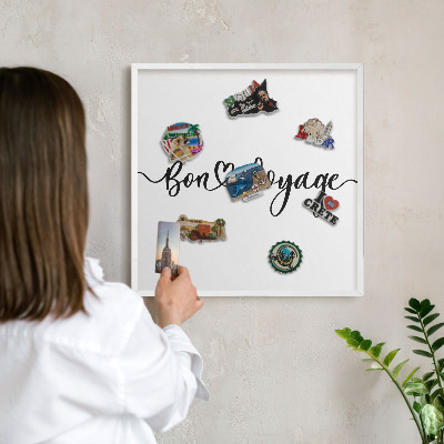 Decorative magnet board with a white frame Bon Voyage