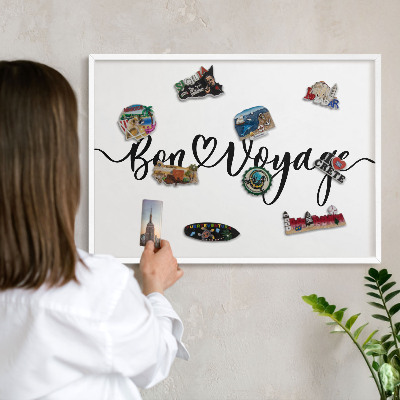 Decorative magnet board with a white frame Bon Voyage